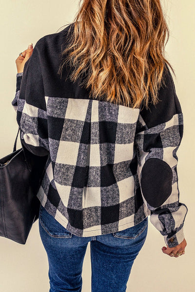 Plaid Button-Up Shirt Jacket with Pockets  | KIKI COUTURE-Women's Clothing, Designer Fashions, Shoes, Bags