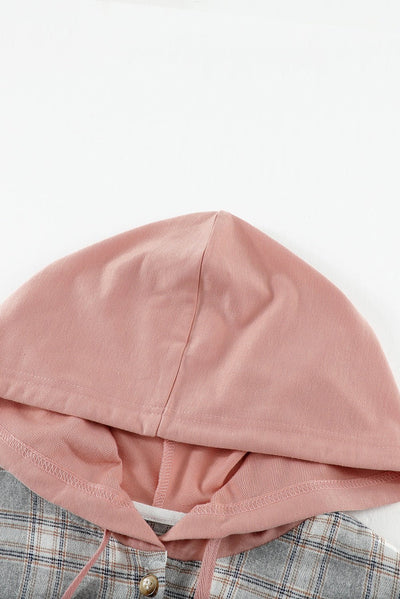Plaid Drawstring Hooded Shirt Jacket  | KIKI COUTURE-Women's Clothing, Designer Fashions, Shoes, Bags