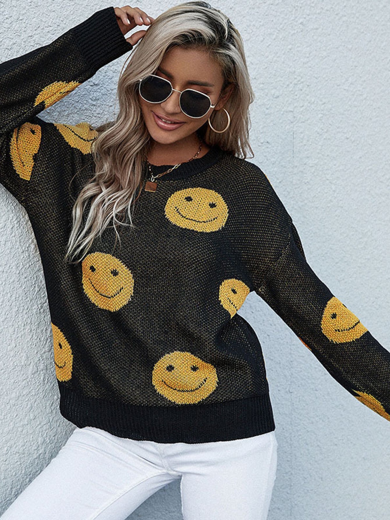 Smiley Face Sweater  | KIKI COUTURE-Women's Clothing, Designer Fashions, Shoes, Bags