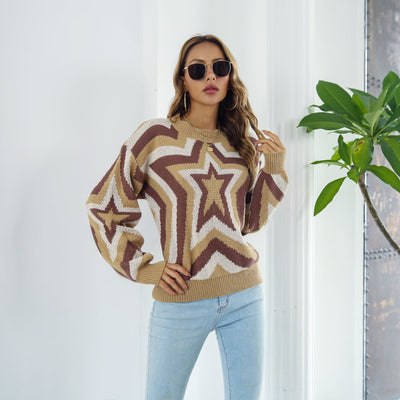 Star Dropped Shoulder Sweater  | KIKI COUTURE-Women's Clothing, Designer Fashions, Shoes, Bags