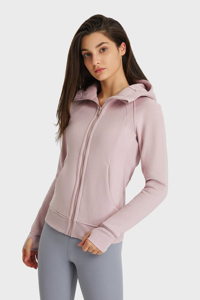 Zip Up Seam Detail Hooded Sports Jacket  | KIKI COUTURE-Women's Clothing, Designer Fashions, Shoes, Bags